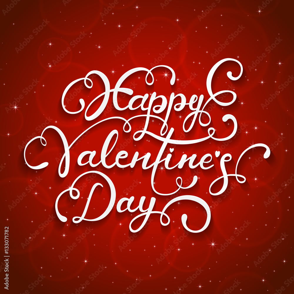 Red starry background and Happy Valentines Day