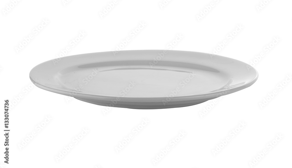 Empty white plate isolated on a white background Empty white plate isolated on a white background