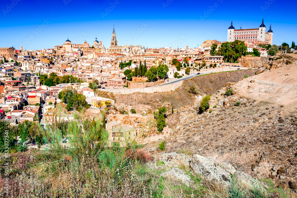 Toledo and Tejo River, Castilla, Spain Toledo and Tejo River, Castilla, Spain