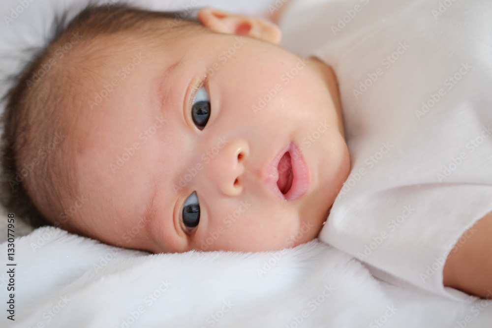 Cute baby 2 months, close-up portrait