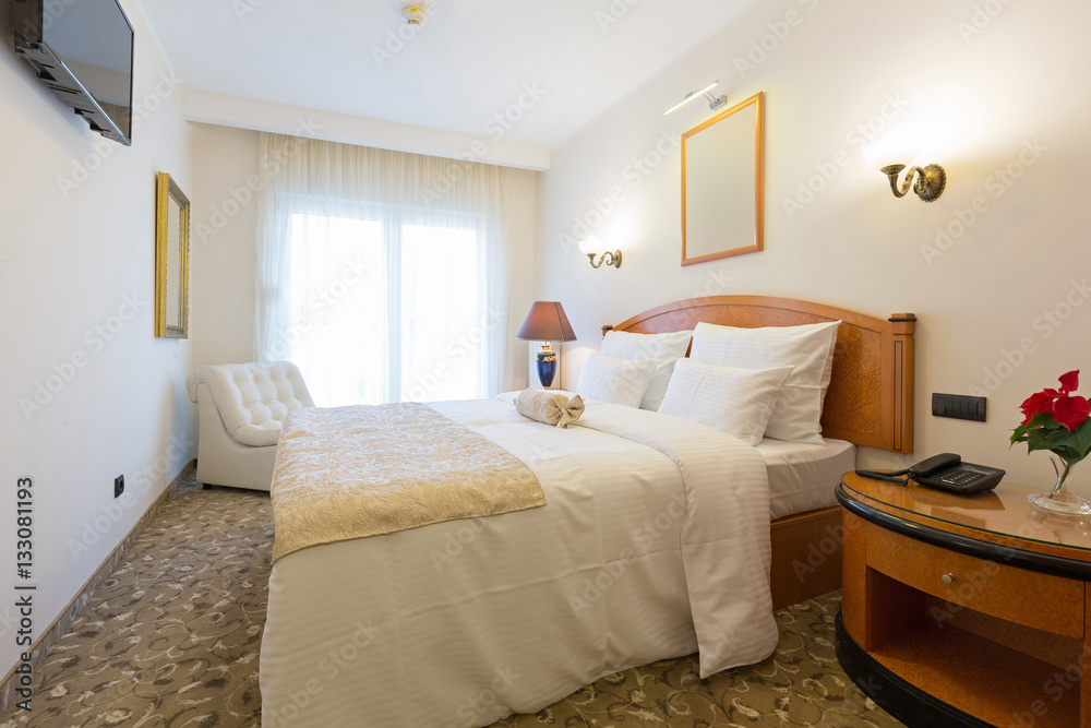 Fototapeta premium Hotel bedroom interior