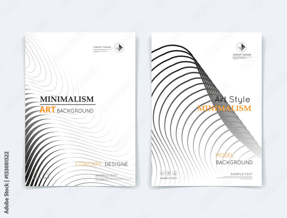 Abstract composition. Black round curl texture. Circle contour construction. Bubble parts. White a4 brochure title sheet. Creative figure icon. Grey sphere surface. Banner form. Orb lines flyer font