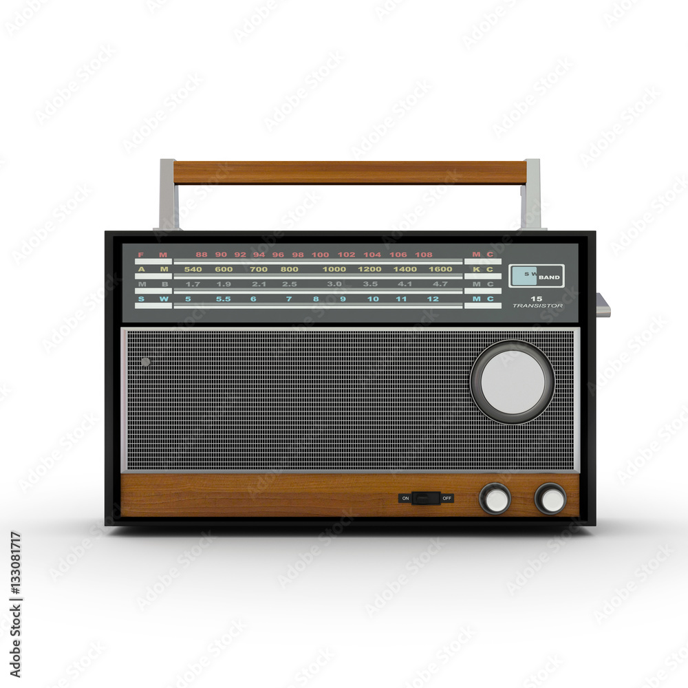 Vintage transistor radio 60s, 3D visualization (rendering) Stock  Illustration | Adobe Stock