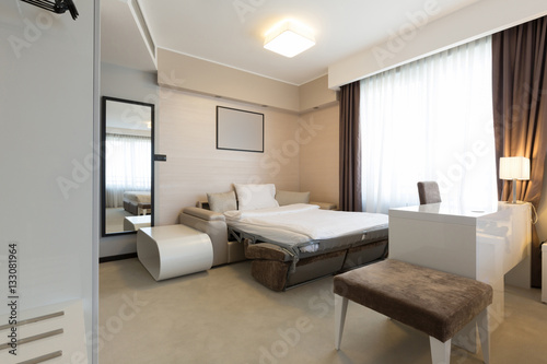 Interior of a new hotel bedroom © rilueda