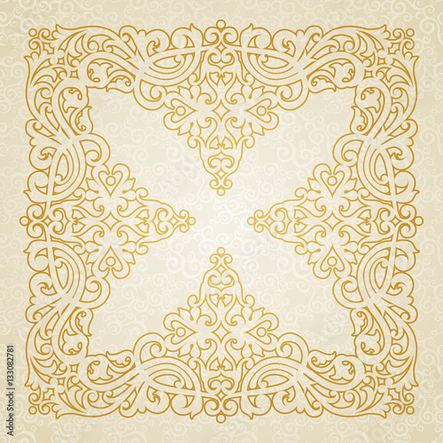 Vector baroque ornament in Victorian style. Ornate element for design. Toolkit for designer. Golden ornamental pattern for wedding invitations and greeting cards. Traditional floral decor.
