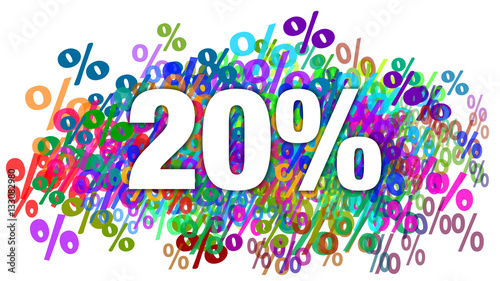 20 Percent White Text on Colorful Percentage Background