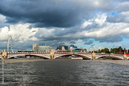View of London skyline on Thames River. London, UK © dbrnjhrj