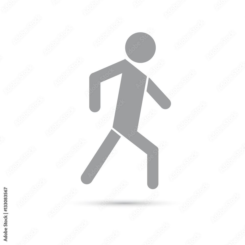Icon gray walking man on a white background Icon gray walking man on a white background