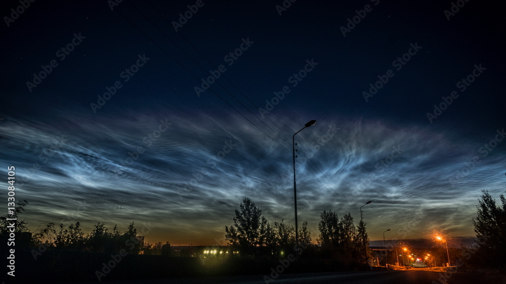 noctilucent clouds over the city Petrozavodsk. Karelia
