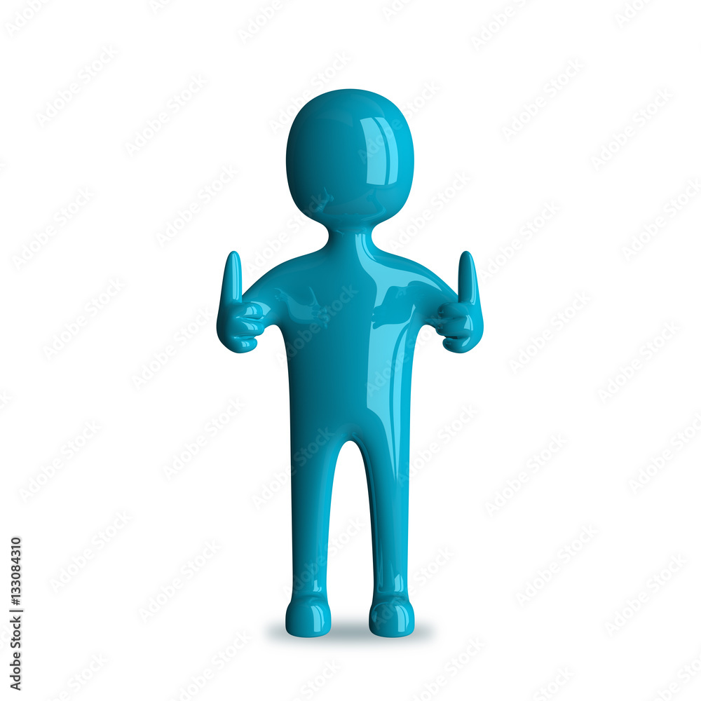 3D man, thumbs up