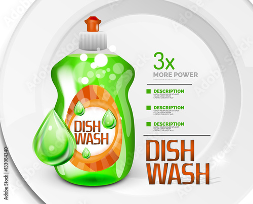 Vector kitchen dish wash ad product package