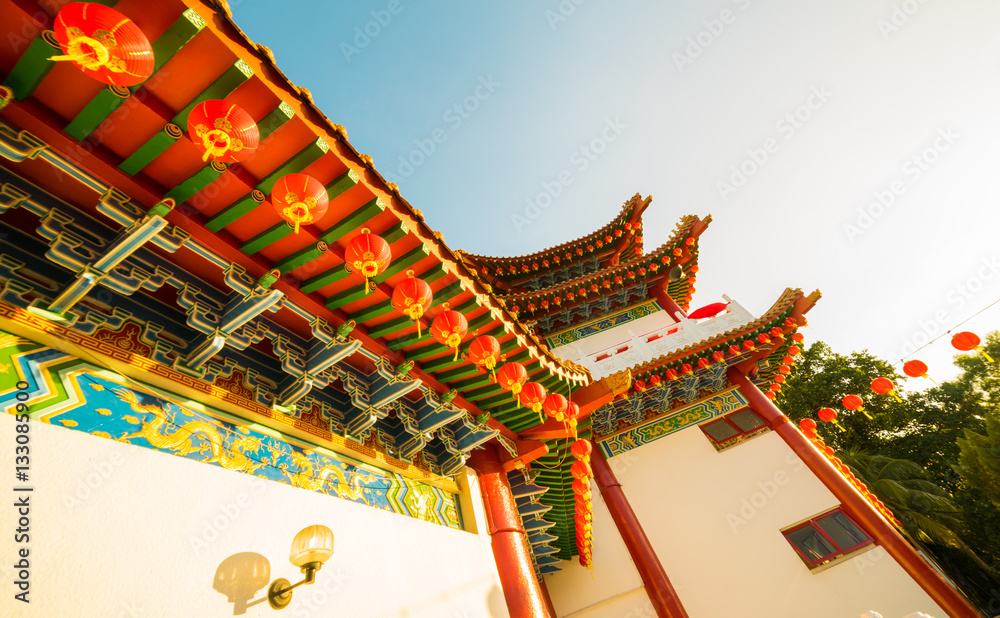 Naklejka premium Exterior of a Chinese Temple - Namely Thean Hou Temple in Kuala Lumpur