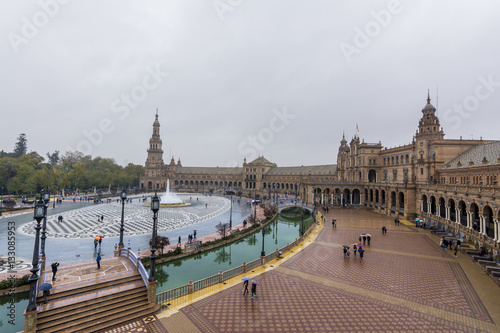 Plaza De Espana, Seville, rainy day