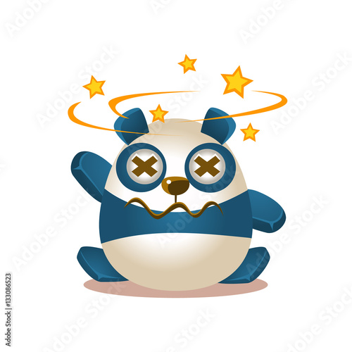 Cute Panda Activity Illustration With Humanized Cartoon Bear Character Seeing Stars Before Eyes