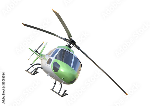 3D Rendering Helicopter on White