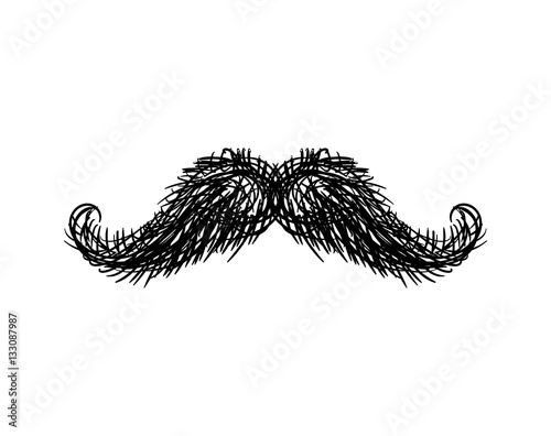 Mustache isolated. Facial hair on white background