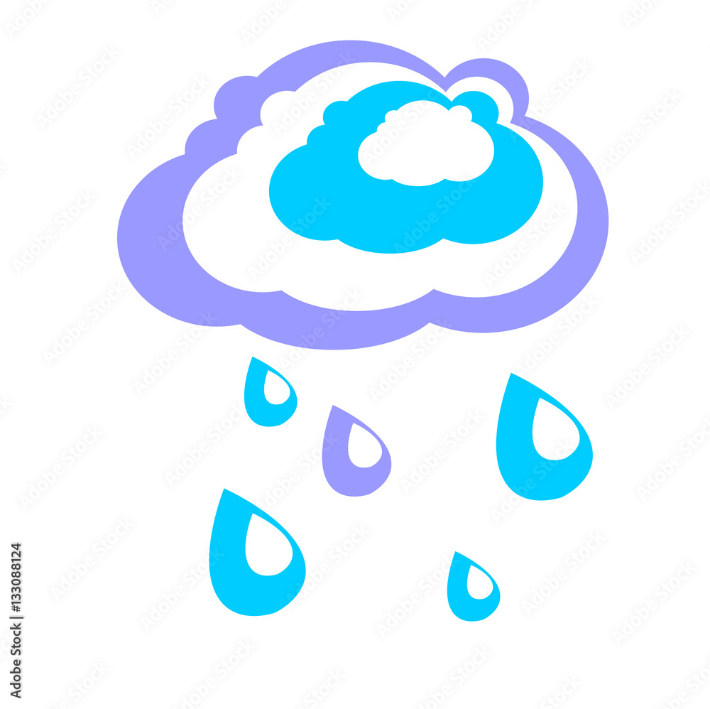 Obraz premium Rain cloud. Simple graphics in flat style. Sign of spring and au