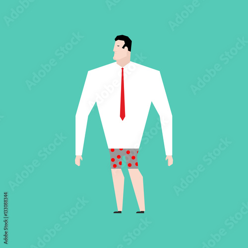 Naked businessman with tie. Business bankrupt isolated. Bankrupt