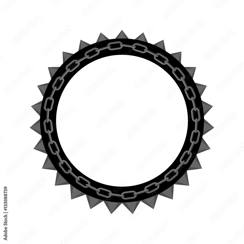 Chain round frame isolated. Collar for aggressive dogs