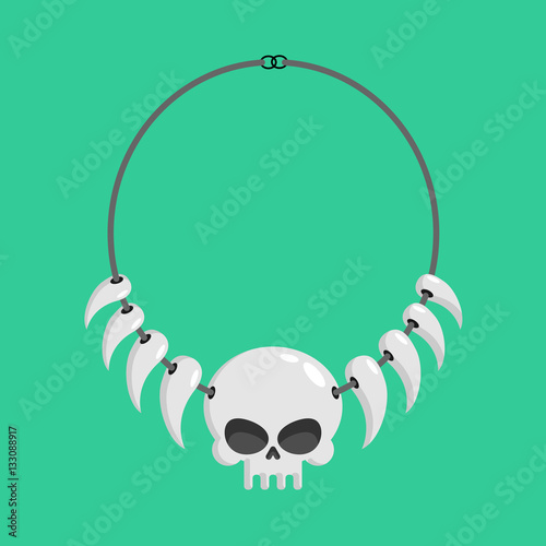 necklace of skulls and tusks. ethnic Decoration indigenous canni