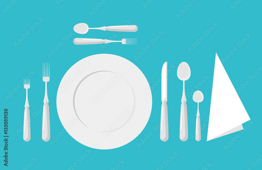 Table etiquette. Cutlery. Forks, spoons and knives Stock Vector Adobe
