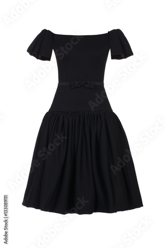 Little black dress with rhinestones isolated on white