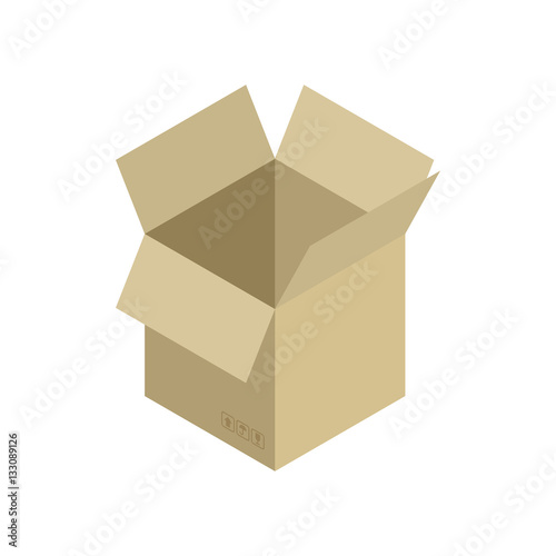 Cardboard box open isolated. Containers for Moving