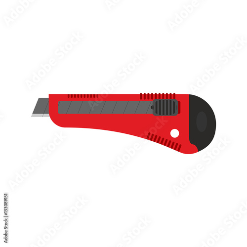 Stationery knife isolated. Office paper cutter on white backgrou