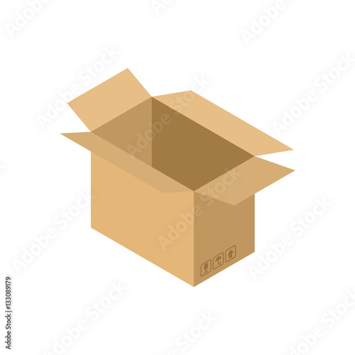 Cardboard box open isolated. Containers for Moving