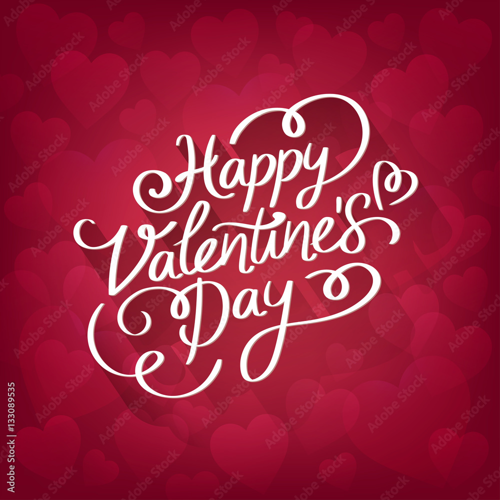 Lovely red background full of hearts with the text: 