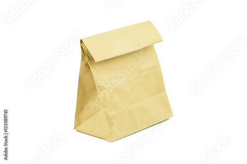 recycle brown paper bag isolated on white
