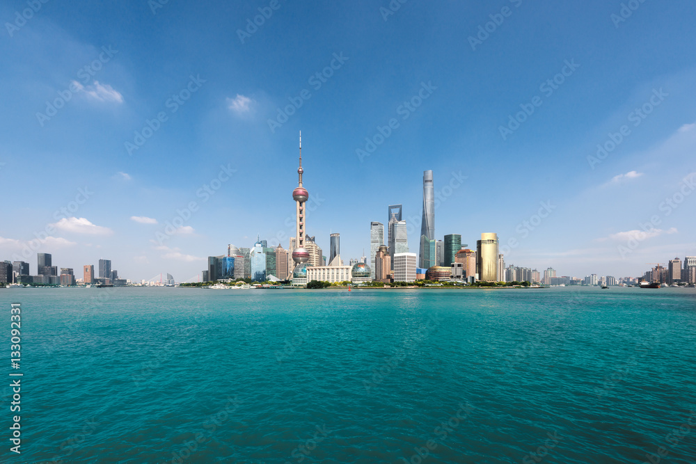 Panorama of Shanghai, Shanghai lujiazui finance and business district trade zone skyline, Shanghai, China