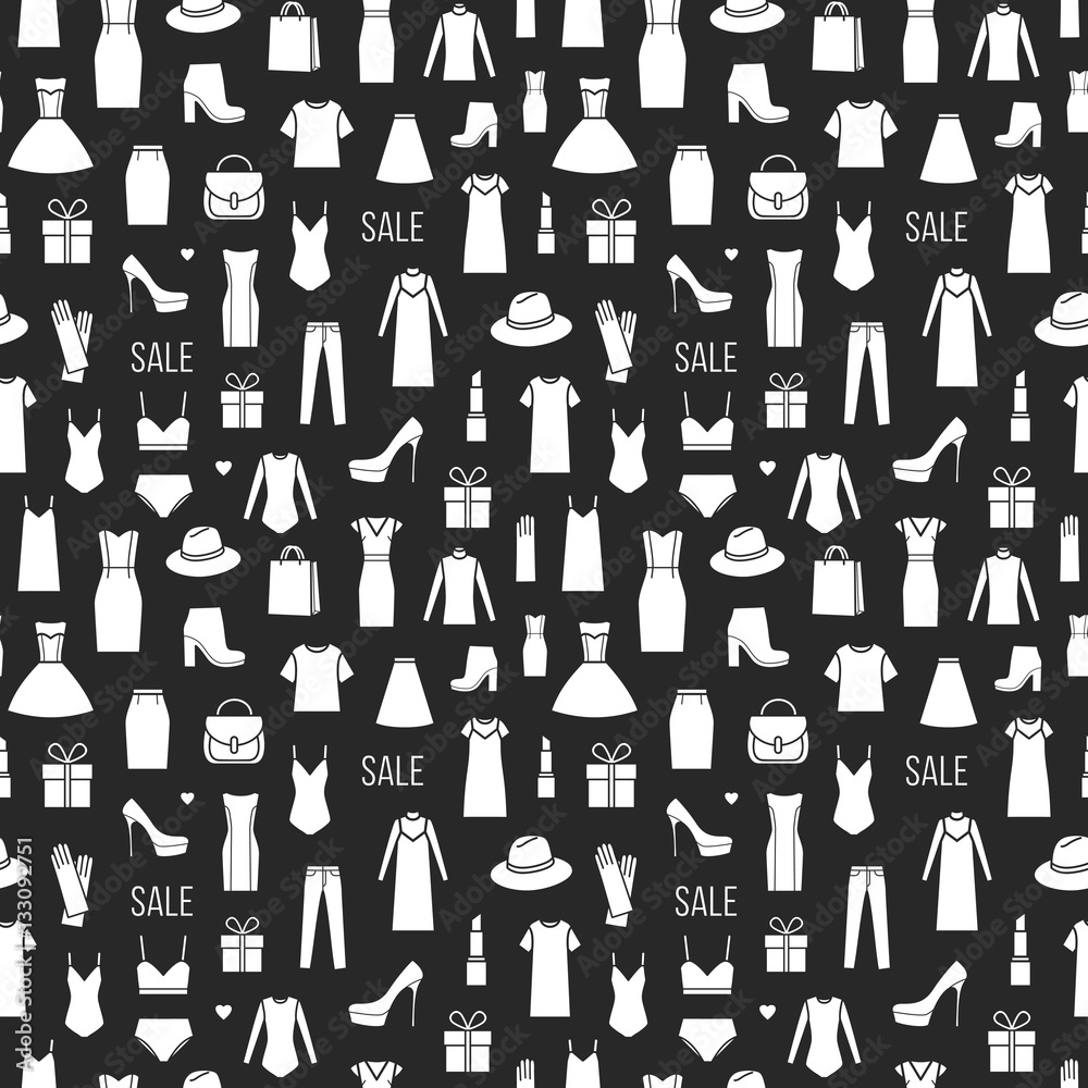 Vector seamless pattern of  ladieswear and accessories