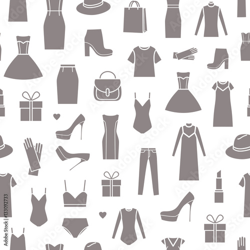 Vector seamless pattern of  ladieswear  women s clothing and accessories