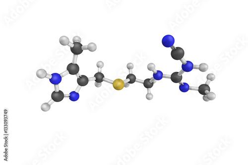 3d structure of Cimetidine, a histamine H2 receptor antagonist t