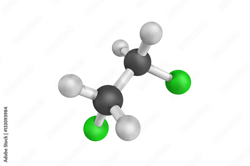 3d structure of Ethylene dichloride, a chlorinated hydrocarbon. Stock
