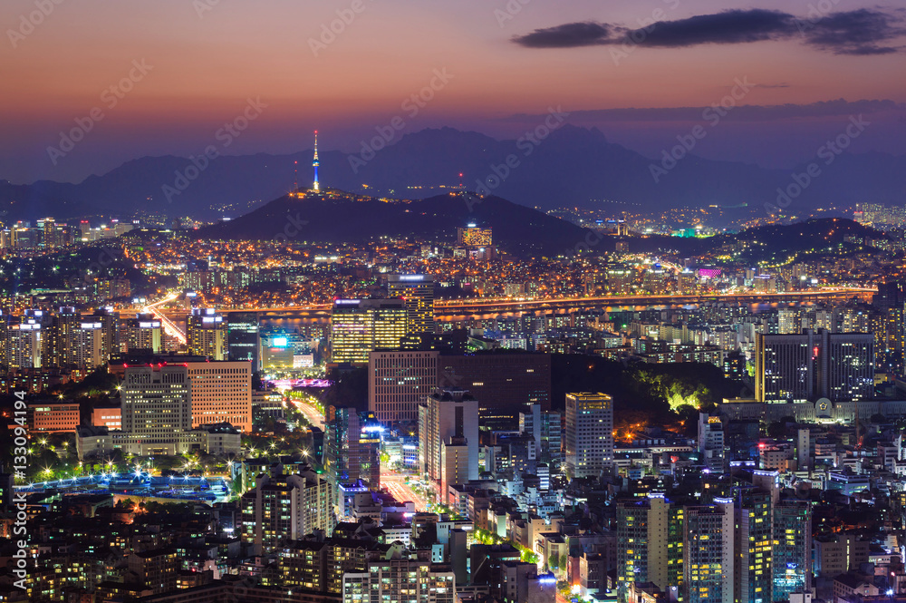 Downtown skyline in Seoul, South Korea