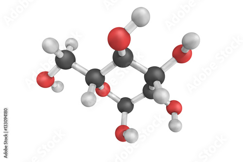 Fototapeta Naklejka Na Ścianę i Meble -  3d structure of Glucopyranose, a solid form of glucose crystalli