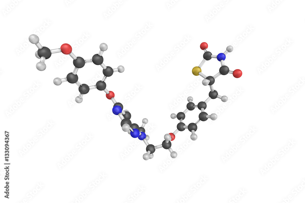 3d structure of Lobeglitazone, an antidiabetic drug in the thiaz 3d structure of Lobeglitazone, an antidiabetic drug in the thiaz