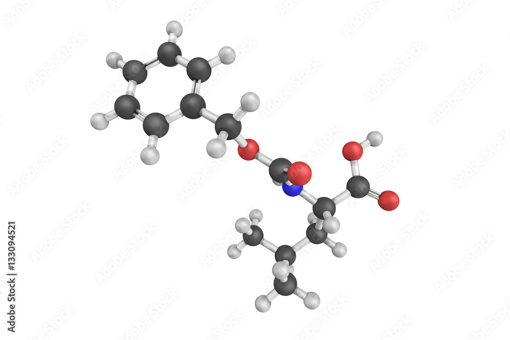 3d structure of N-Cbz-L-Leucine, a viscous liquid of yellow colo 3d structure of N-Cbz-L-Leucine, a viscous liquid of yellow colo