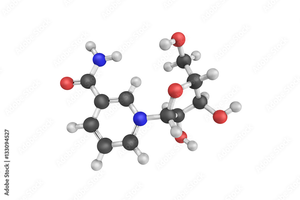 3d structure of Nicotinamide riboside (NR), a pyridine-nucleosid 3d structure of Nicotinamide riboside (NR), a pyridine-nucleosid