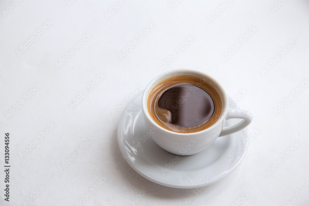 Cup of coffee, americano, espresso, white space, background, selective focus Cup of coffee, americano, espresso, white space, background, selective focus