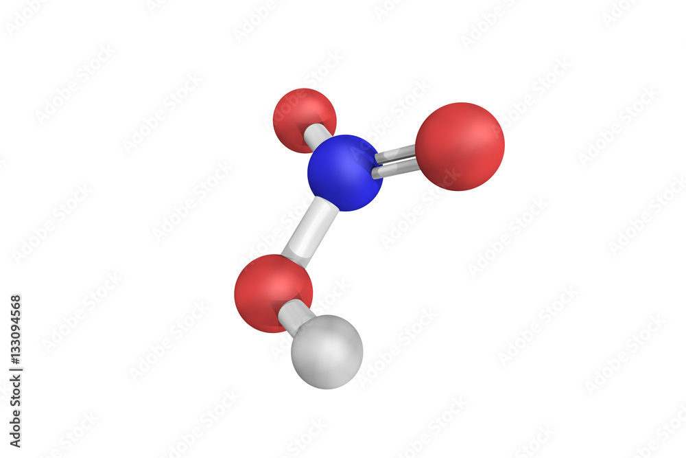 3d structure of Nitric acid, a highly corrosive mineral acid and 3d structure of Nitric acid, a highly corrosive mineral acid and