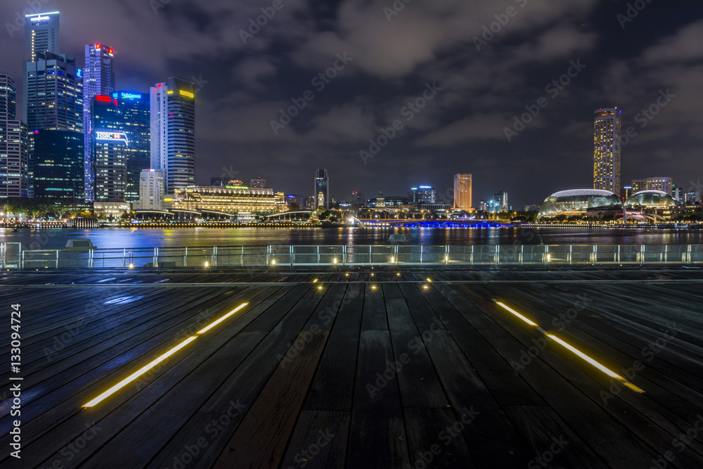 Fototapeta premium Singapore at night, bay