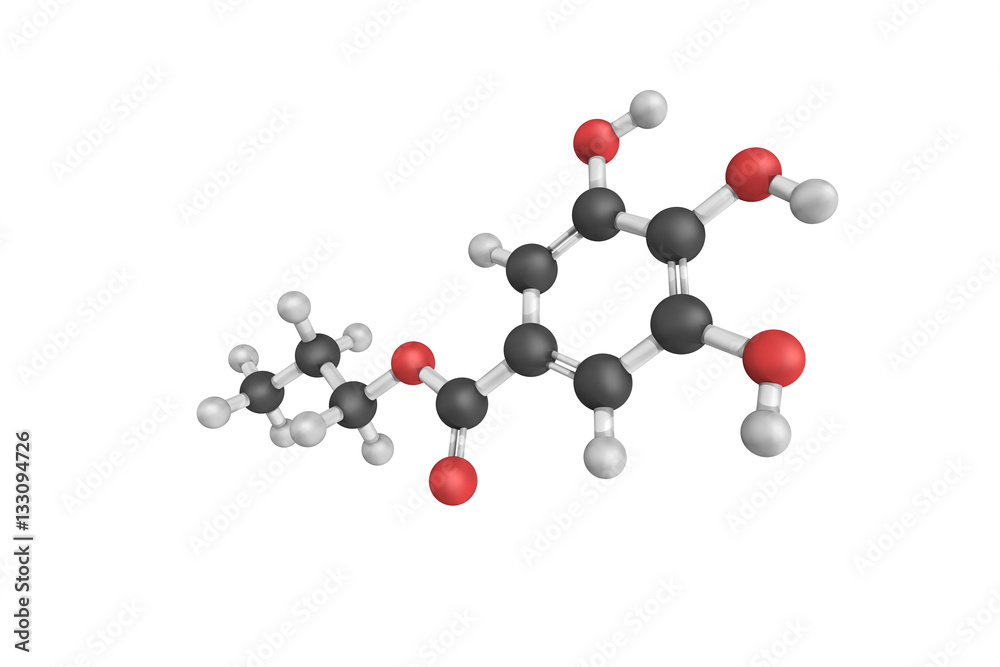 3d structure of Propyl gallate, an ester formed by the condensat 3d structure of Propyl gallate, an ester formed by the condensat