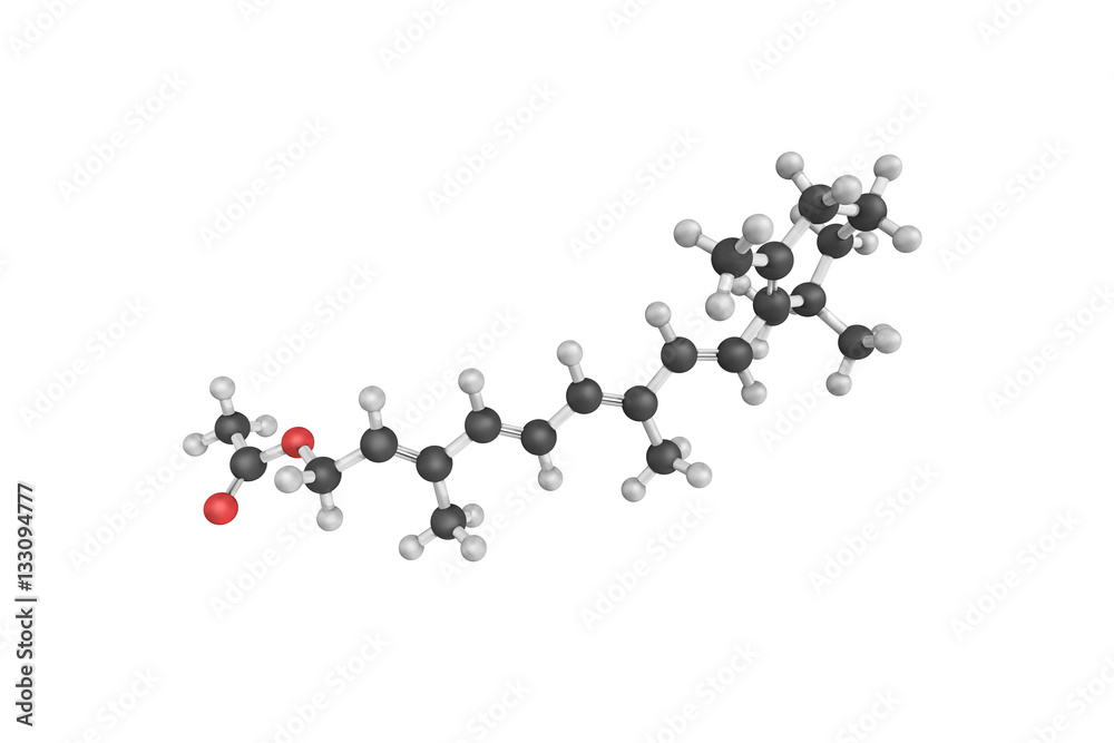 3d structure of Retinyl acetate (retinol acetate, vitamin A acet 3d structure of Retinyl acetate (retinol acetate, vitamin A acet