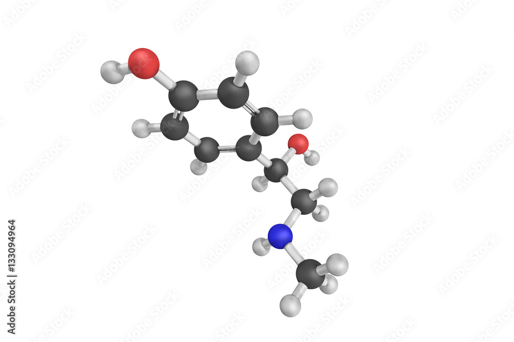 3d structure of Synephrine, an alkaloid, occurring naturally in 3d structure of Synephrine, an alkaloid, occurring naturally in