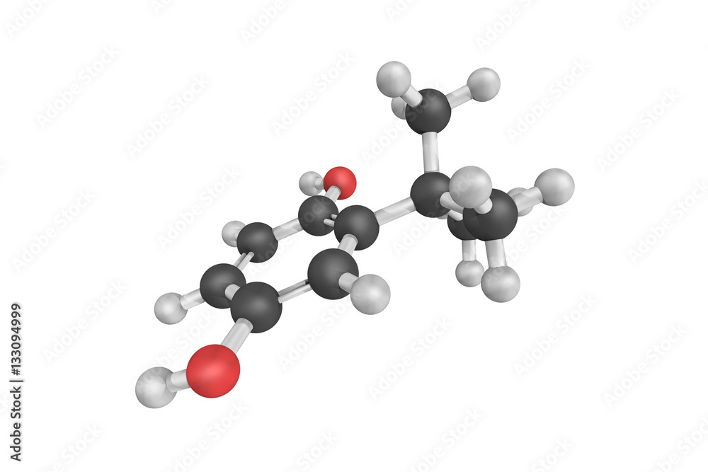 3d structure of tert-Butylhydroquinone (TBHQ), an aromatic organ 3d structure of tert-Butylhydroquinone (TBHQ), an aromatic organ