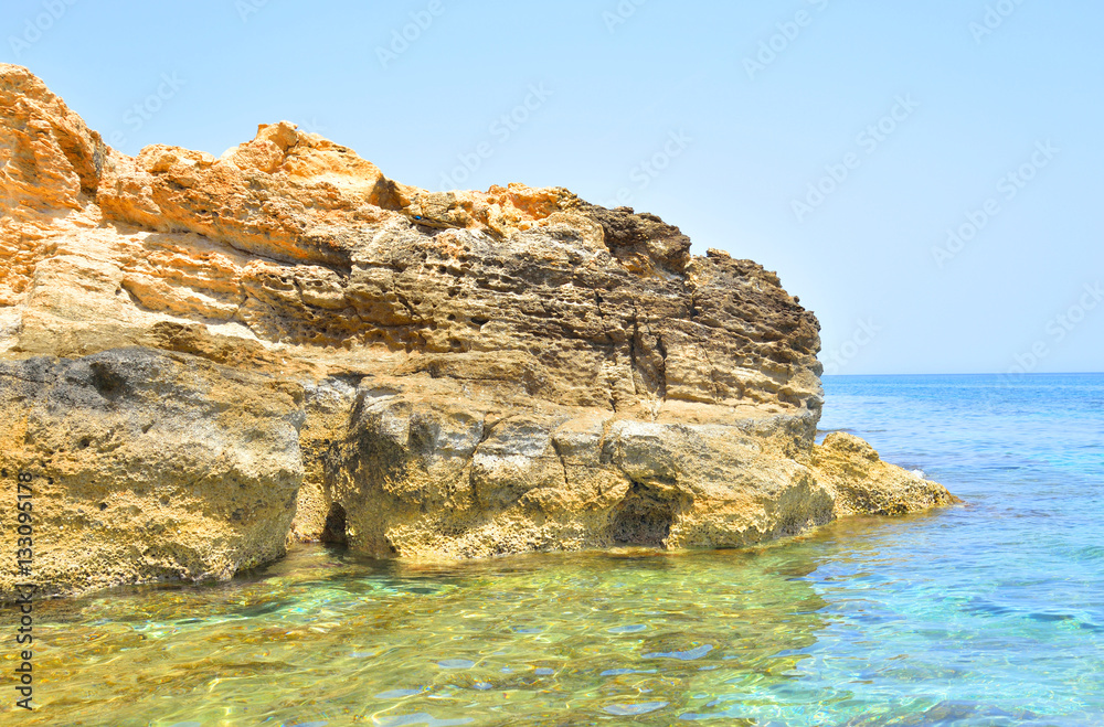 Rocks on the coast of Cretan Sea.