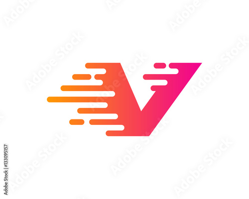 Initial Letter V Speed Logo Design Element